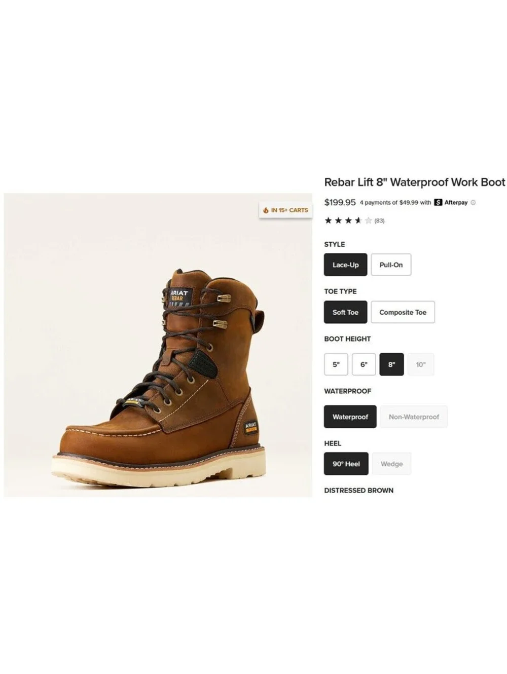 NEW Ariat Rebar Lift 8